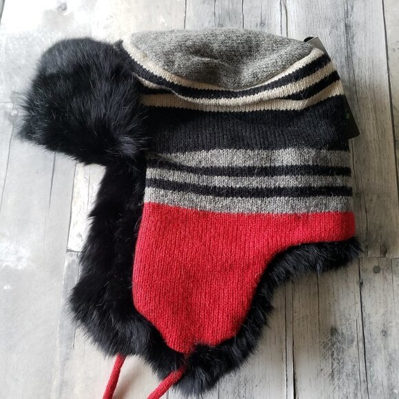 NWT - Hatterdashers Natural Fur Quilt Lined Trapper Hat - Picture 1 of 4